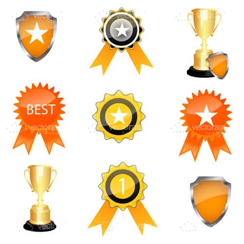 Award Trophies and Badges Icon Set